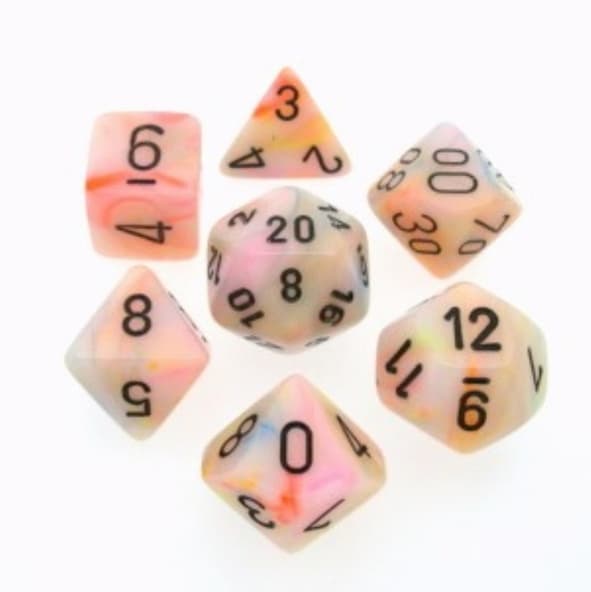 7 Die Set Chessex FESTIVE CIRCUS black Dice CIRCO nero Dadi Dado 27442 immagine 1