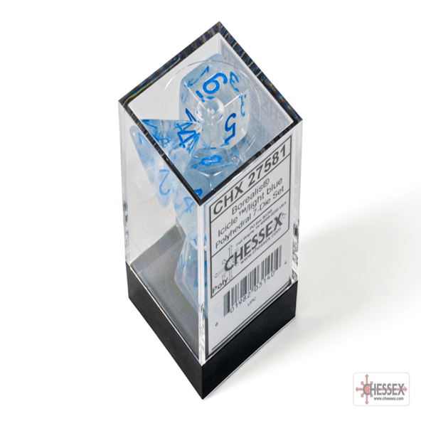 7 Dice Set Chessex BOREALIS Icicle light blue 27581 Dadi immagine 1